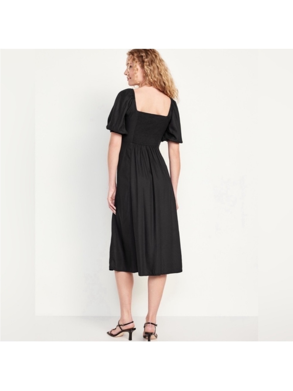 NWT! Old Navy Black Fit & Flare Crepe Midi Dress  425791 🪂 - Picture 5 of 9